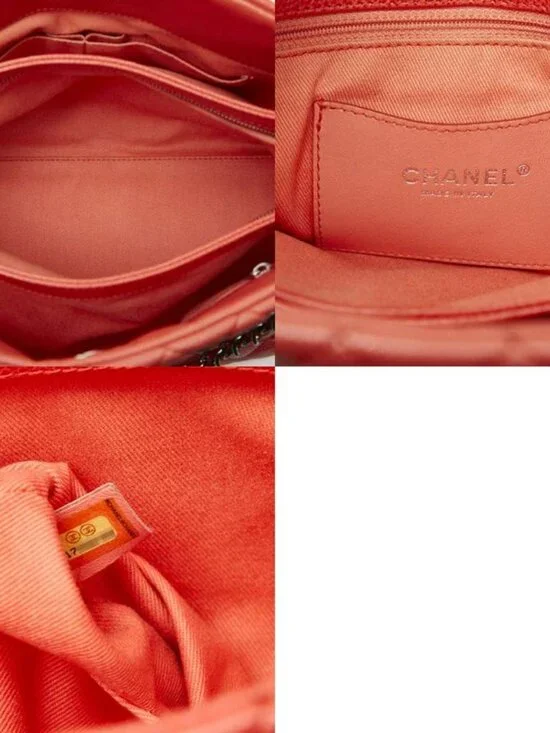 Chanel Quilted Chain Shoulder Bag Orange Caviar Leather - Picture 10 of 10